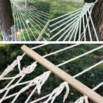 Amaca in rete per esterni, filo di cotone, amaca in legno massello, altalena per interni, dimensioni: 200 x 80 cm, 200x80cm White