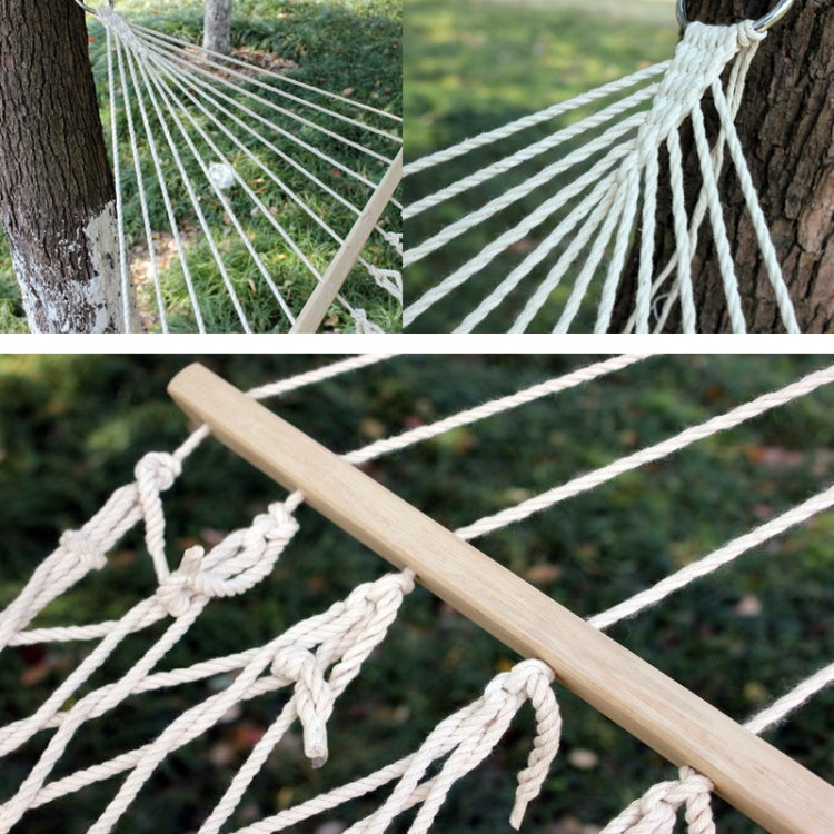 Amaca in rete per esterni, filo di cotone, amaca in legno massello, altalena per interni, dimensioni: 200 x 80 cm, 200x80cm White