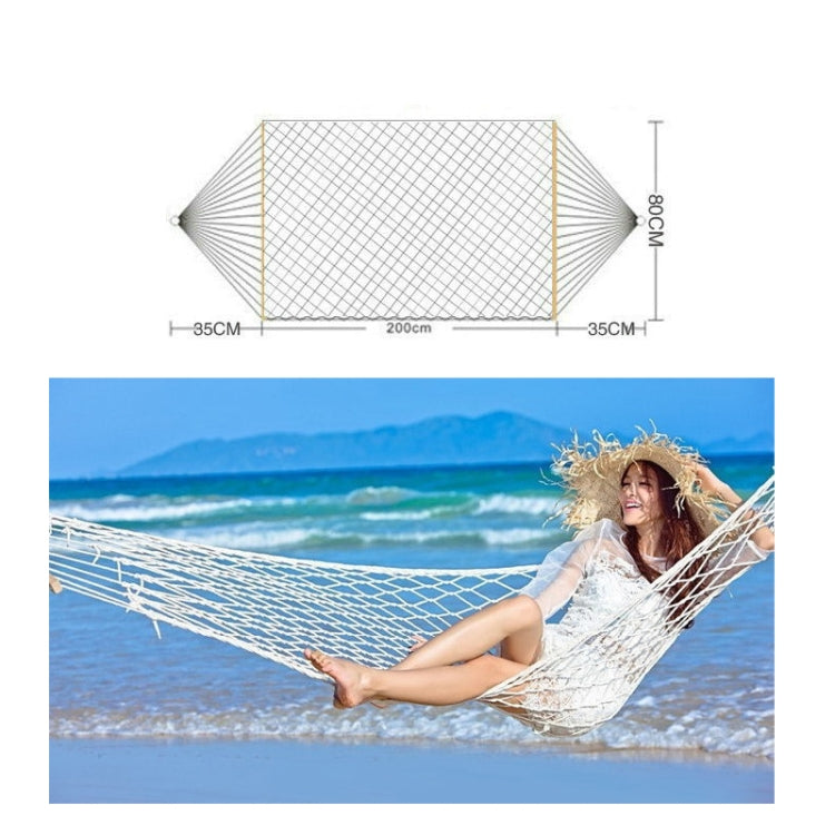 Amaca in rete per esterni, filo di cotone, amaca in legno massello, altalena per interni, dimensioni: 200 x 80 cm, 200x80cm White