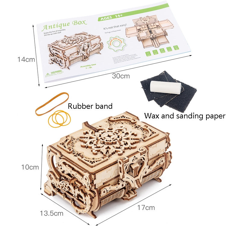 Macchinari in legno Scatola antica Regalo fai-da-te Ingranaggio rotante Modello 3D Assemblaggio Puzzle Giocattolo educativo, Wooden Machinery Antique Box