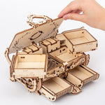 Macchinari in legno Scatola antica Regalo fai-da-te Ingranaggio rotante Modello 3D Assemblaggio Puzzle Giocattolo educativo, Wooden Machinery Antique Box