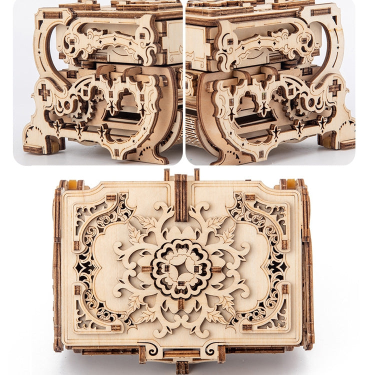 Macchinari in legno Scatola antica Regalo fai-da-te Ingranaggio rotante Modello 3D Assemblaggio Puzzle Giocattolo educativo, Wooden Machinery Antique Box