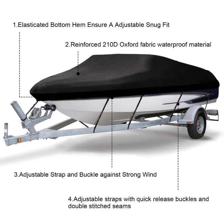 Copertura per barca impermeabile 210D Motoscafo trainato da pesca Copertura per barca a forma di V Copertura per protezione dalla pioggia e dal sole, 11-13FT 420x270cm, 14-16FT 530x290cm, 17-19FT 600x310cm, 20-22FT  700x320cm