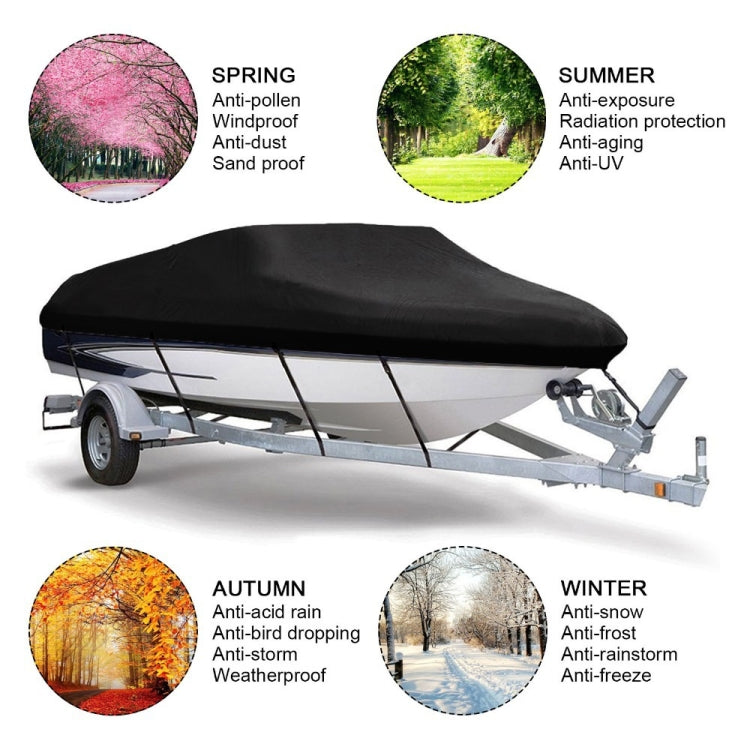 Copertura per barca impermeabile 210D Motoscafo trainato da pesca Copertura per barca a forma di V Copertura per protezione dalla pioggia e dal sole, 11-13FT 420x270cm, 14-16FT 530x290cm, 17-19FT 600x310cm, 20-22FT  700x320cm