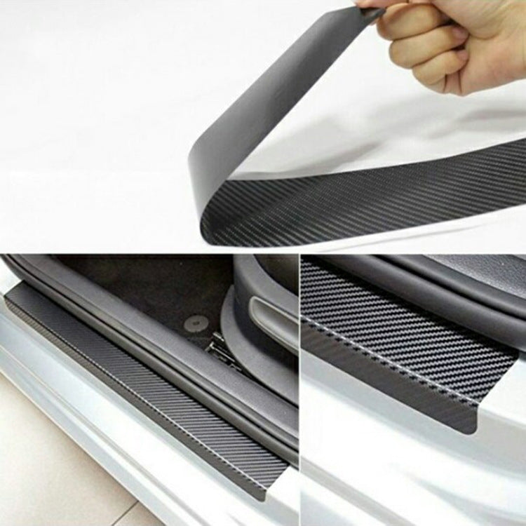 5 Set Soglia per auto Adesivo in fibra di carbonio Striscia antigraffio per portiera per auto Pellicola anti-calcio Striscia protettiva per soglia, 4 PCS / Set 3D Black, 4 PCS / Set 4D Black