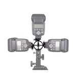 2 PCS Round Field 3 Triple Head Hot Shoe Mount Adapter Flash Holder Bracket Light Stand Holder, Round Triple Heads Bracket