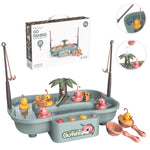 Set di giocattoli per giochi d'acqua estivi con stazione di pesca rotante per ciclo elettrico educativo per bambini, Green 6 Ducks, Pink 6 Ducks, Green 3 Fish 3 Ducks, Pink 3 Fish 3 Ducks