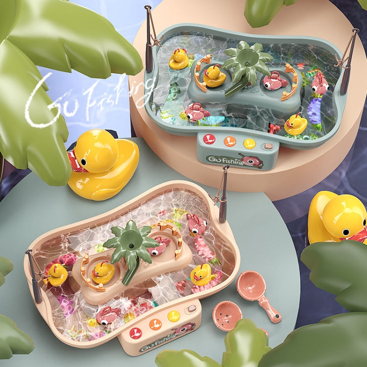 Set di giocattoli per giochi d'acqua estivi con stazione di pesca rotante per ciclo elettrico educativo per bambini, Green 6 Ducks, Pink 6 Ducks, Green 3 Fish 3 Ducks, Pink 3 Fish 3 Ducks