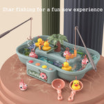 Set di giocattoli per giochi d'acqua estivi con stazione di pesca rotante per ciclo elettrico educativo per bambini, Green 6 Ducks, Pink 6 Ducks, Green 3 Fish 3 Ducks, Pink 3 Fish 3 Ducks