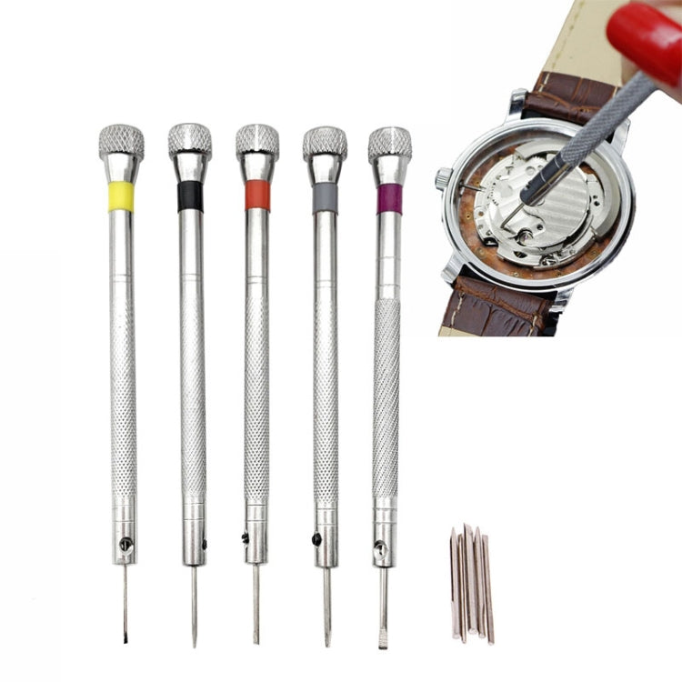 2 set di strumenti per la riparazione di orologi, occhiali, cacciaviti per computer, stile:, 5 in 1 White Bits, 5 in 1 Black Bits
