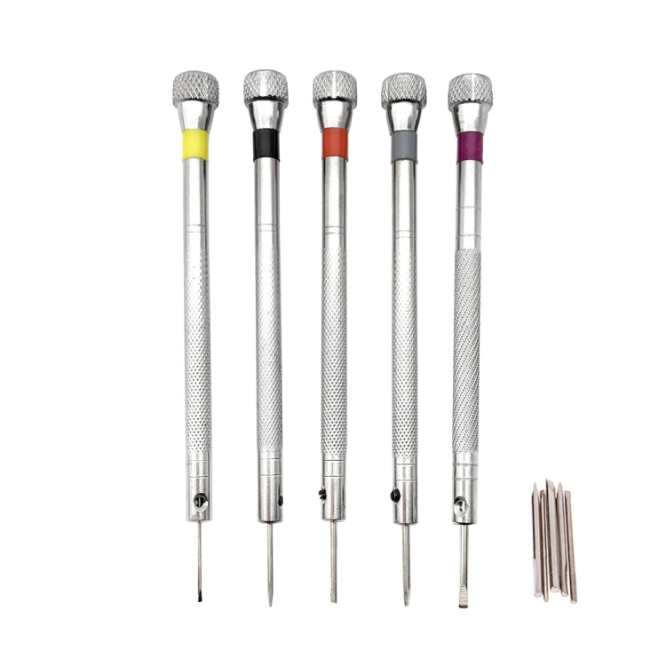 2 set di strumenti per la riparazione di orologi, occhiali, cacciaviti per computer, stile:, 5 in 1 White Bits, 5 in 1 Black Bits