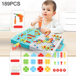 Cassetta degli attrezzi per assemblaggio manuale di giocattoli per trapano elettrico per serraggio a vite per bambini, Stile:, 2D Plane + Manual Drill (188 PCS), 2D Plane + Electric Drill (189 PCS), 3D + Manual Drill (275 PCS)                          ...