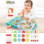 Cassetta degli attrezzi per assemblaggio manuale di giocattoli per trapano elettrico per serraggio a vite per bambini, Stile:, 2D Plane + Manual Drill (188 PCS), 2D Plane + Electric Drill (189 PCS), 3D + Manual Drill (275 PCS)                          ...