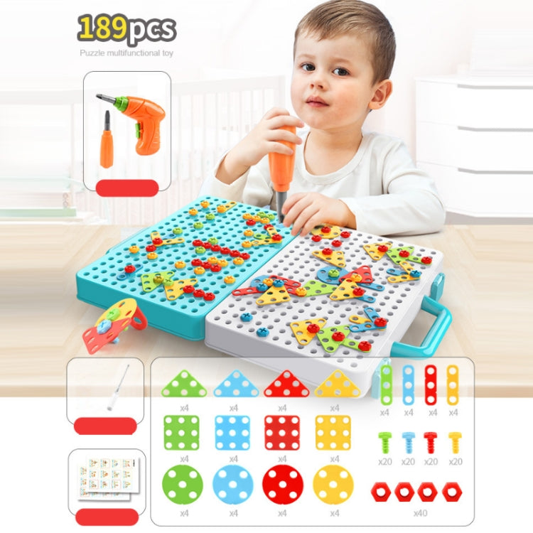 Cassetta degli attrezzi per assemblaggio manuale di giocattoli per trapano elettrico per serraggio a vite per bambini, Stile:, 2D Plane + Manual Drill (188 PCS), 2D Plane + Electric Drill (189 PCS), 3D + Manual Drill (275 PCS)                          ...