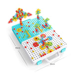 Cassetta degli attrezzi per assemblaggio manuale di giocattoli per trapano elettrico per serraggio a vite per bambini, Stile:, 2D Plane + Manual Drill (188 PCS), 2D Plane + Electric Drill (189 PCS), 3D + Manual Drill (275 PCS)                          ...