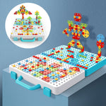 Cassetta degli attrezzi per assemblaggio manuale di giocattoli per trapano elettrico per serraggio a vite per bambini, Stile:, 2D Plane + Manual Drill (188 PCS), 2D Plane + Electric Drill (189 PCS), 3D + Manual Drill (275 PCS)                          ...