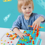 Cassetta degli attrezzi per assemblaggio manuale di giocattoli per trapano elettrico per serraggio a vite per bambini, Stile:, 2D Plane + Manual Drill (188 PCS), 2D Plane + Electric Drill (189 PCS), 3D + Manual Drill (275 PCS)                          ...