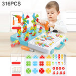 Cassetta degli attrezzi per assemblaggio manuale di giocattoli per trapano elettrico per serraggio a vite per bambini, Stile:, 2D Plane + Manual Drill (188 PCS), 2D Plane + Electric Drill (189 PCS), 3D + Manual Drill (275 PCS)                          ...