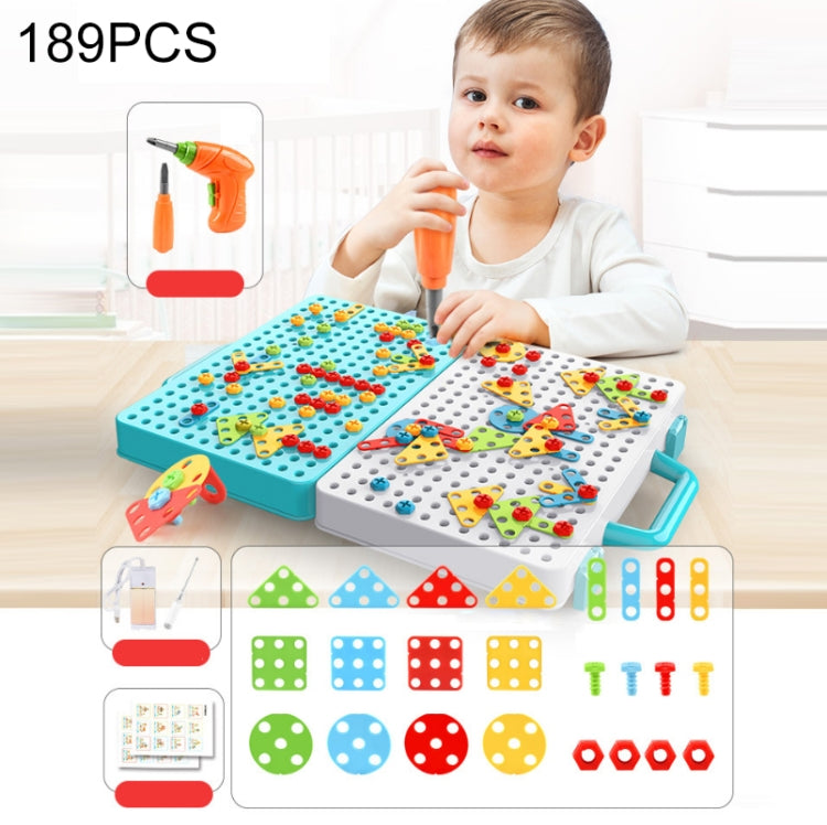 Cassetta degli attrezzi per assemblaggio manuale di giocattoli per trapano elettrico per serraggio a vite per bambini, Stile:, 2D Plane + Manual Drill (188 PCS), 2D Plane + Electric Drill (189 PCS), 3D + Manual Drill (275 PCS)                          ...