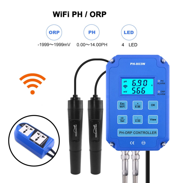 KL-803W Telefono cellulare WIFI Monitoraggio digitale acido-base e regolatore Redox Misuratore di PH per uso domestico, spina europea