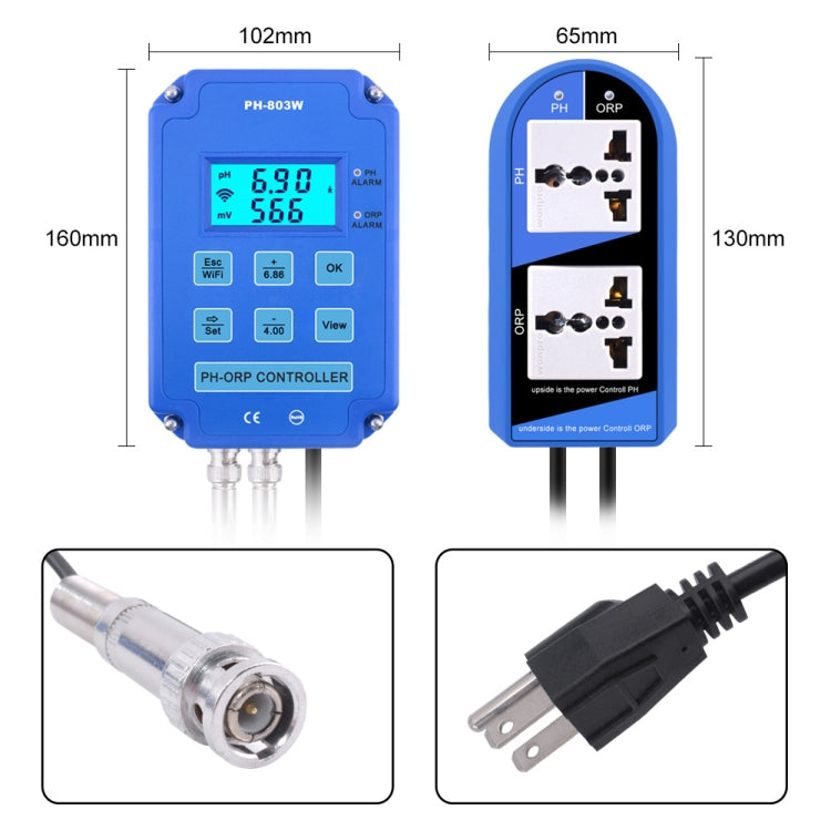 KL-803W Telefono cellulare WIFI Monitoraggio digitale acido-base e regolatore Redox Misuratore di PH per uso domestico, spina europea