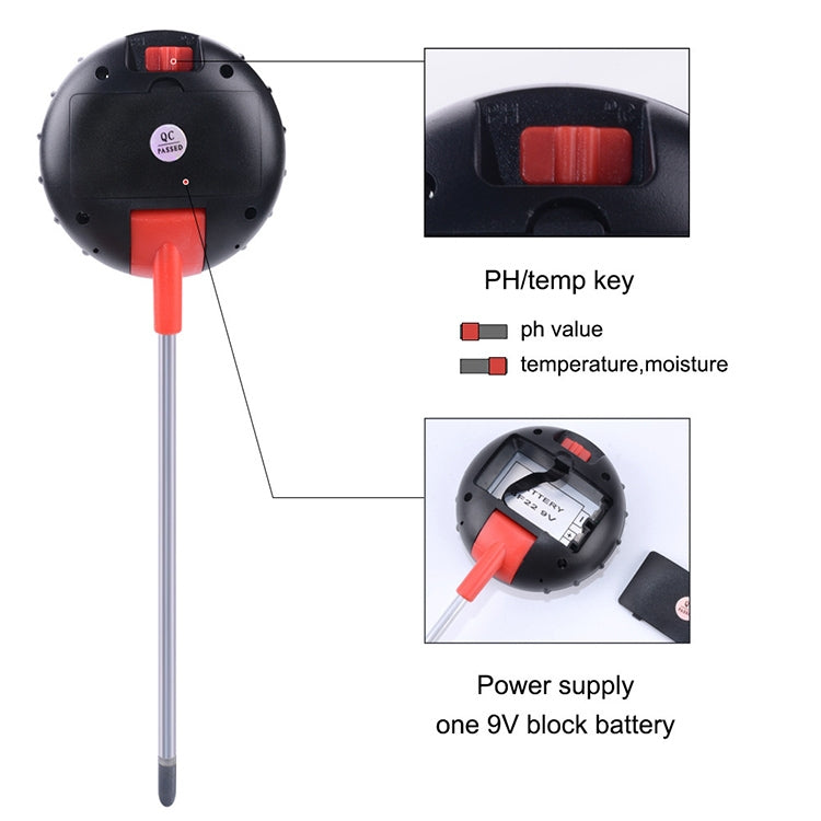 Misuratore del suolo cinque in uno PH Umidità Temperatura Rilevatore di fotometria Rilevatore di fotometria PH Rilevatore multifunzionale, 5 In 1