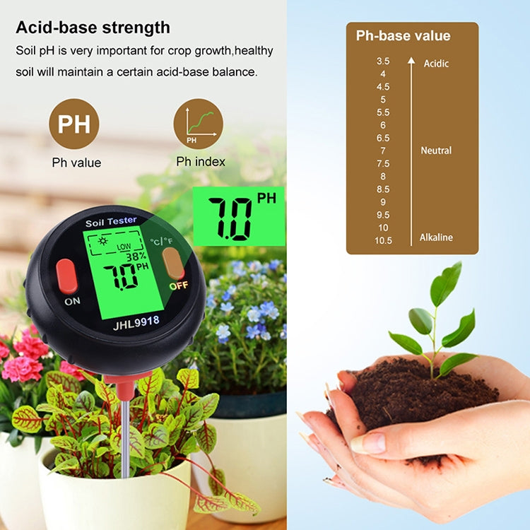 Misuratore multifunzione suolo 5 in 1 pH umidità temperatura
