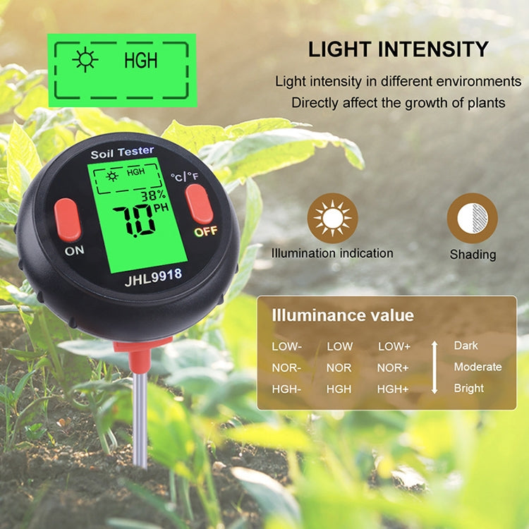 Misuratore del suolo cinque in uno PH Umidità Temperatura Rilevatore di fotometria Rilevatore di fotometria PH Rilevatore multifunzionale, 5 In 1