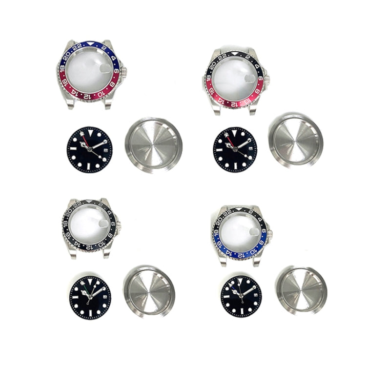 Per movimento ETA2836/Pearl 3804 867 GMT Accessori per orologi Cassa in acciaio inossidabile da 40 mm, Blue Red, Black Blue, Black Red, Black