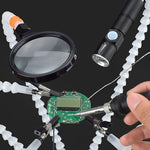 Stazione di saldatura a sei ganasce in lega di alluminio Banco da lavoro per saldatura e manutenzione di prodotti elettronici, SN6SB With Flashlight (Blue), SN6SB With Flashlight (White), SS6LM-BE99 Plug-in (Blue), SS6LM-WE99 Plug-in (White)