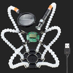 Stazione di saldatura a sei ganasce in lega di alluminio Banco da lavoro per saldatura e manutenzione di prodotti elettronici, SN6SB With Flashlight (Blue), SN6SB With Flashlight (White), SS6LM-BE99 Plug-in (Blue), SS6LM-WE99 Plug-in (White)