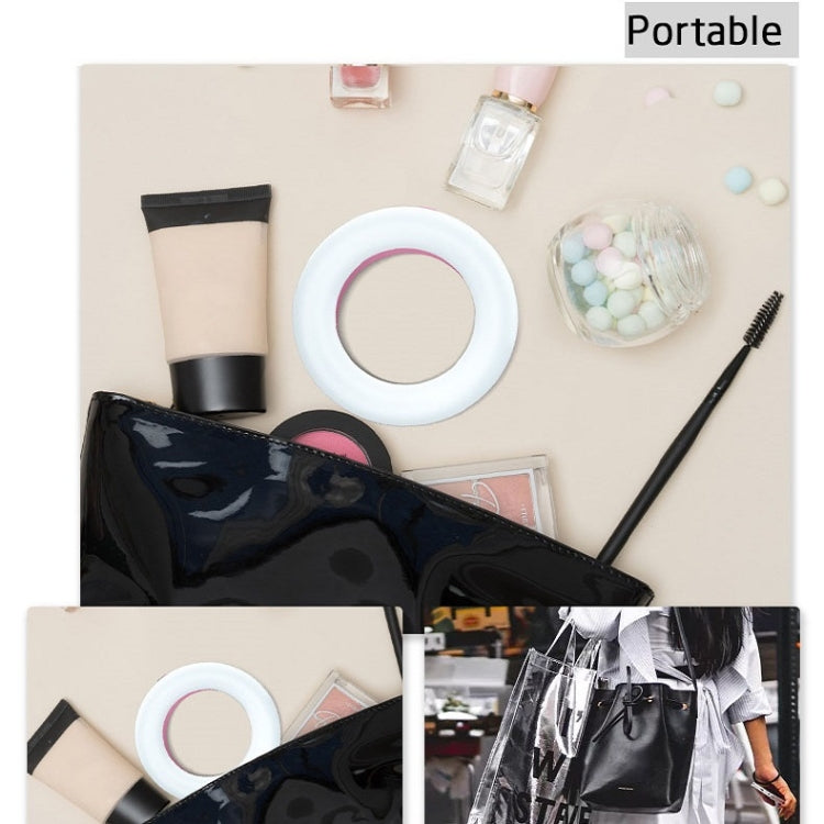 Luce di riempimento dell'anello di bellezza a LED per selfie dal vivo per telefono cellulare, White, Pink, Black