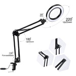 Protezione per gli occhi a LED Luce per libro da lettura Clip pieghevole USB Lente d'ingrandimento Luce per manutenzione elettronica, 5X-S (Black)