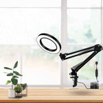 Protezione per gli occhi a LED Luce per libro da lettura Clip pieghevole USB Lente d'ingrandimento Luce per manutenzione elettronica, 5X-S (Black)