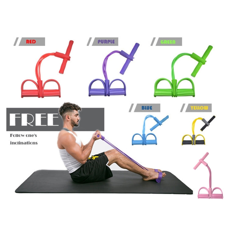 3 PZ Multifunzionale Pedale a quattro tubi Estrattore Pedale Corda elastica Sit-Up Aiuto Addome Attrezzature per il fitness, Green, Purple, Blue, Red, Yellow