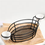 Cestino portaoggetti portatile per frutta in ferro battuto, pane, patatine fritte, snack fritti, cestino portatile, Double Cup Egg-shaped, Double Cup Round, Single Cup Boat, Square Short Basket, Rectangular Short Basket, Large Round Wire, Small Round W...