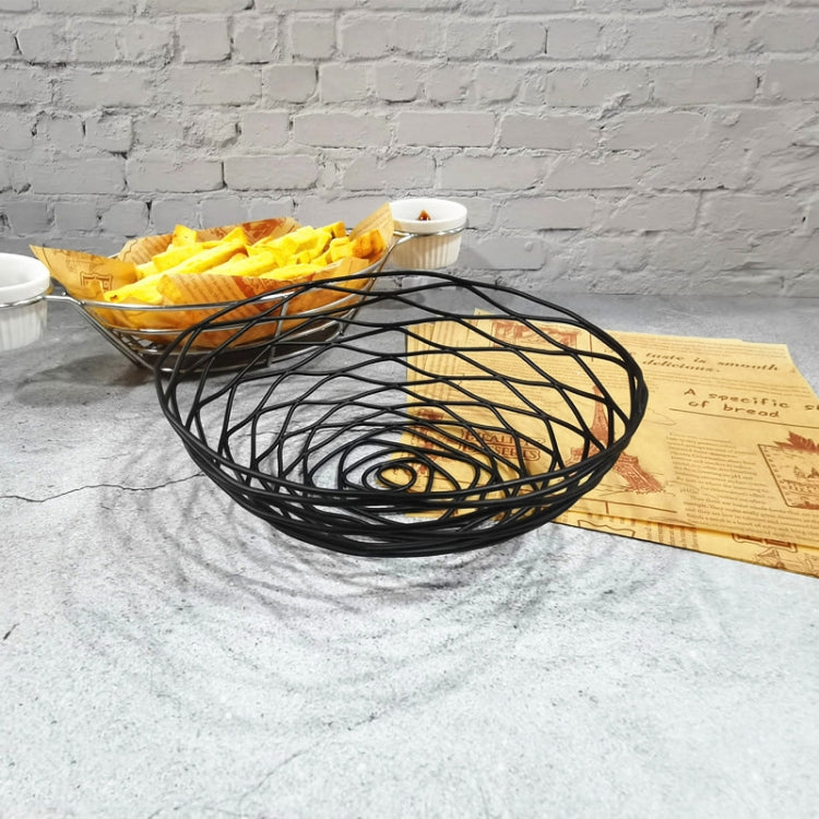 Cestino portaoggetti portatile per frutta in ferro battuto, pane, patatine fritte, snack fritti, cestino portatile, Double Cup Egg-shaped, Double Cup Round, Single Cup Boat, Square Short Basket, Rectangular Short Basket, Large Round Wire, Small Round W...