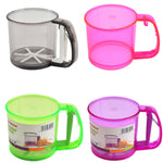 2 pezzi pratico setaccio manuale per farina, setaccio per zucchero a velo, strumento per la cottura, Translucent Rose Red, Translucent Fluorescent Green, Translucent Pink, Translucent Brown