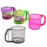 2 pezzi pratico setaccio manuale per farina, setaccio per zucchero a velo, strumento per la cottura, Translucent Rose Red, Translucent Fluorescent Green, Translucent Pink, Translucent Brown