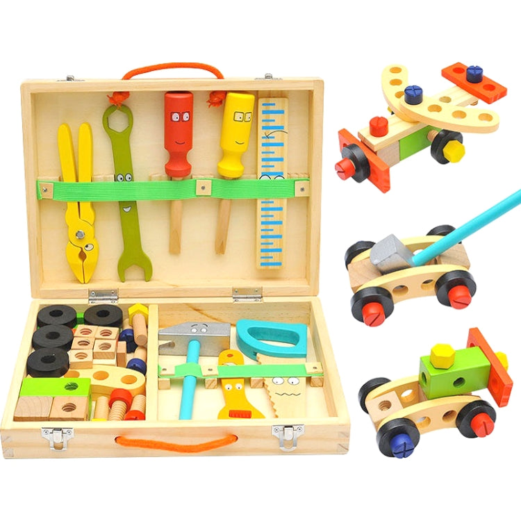 Simulazione in legno Giocattoli fai-da-te per cassetta degli attrezzi per bambini Giocattoli per la prima educazione della casa dei giochi, Cartoon Toolbox Toys