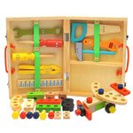 Simulazione in legno Giocattoli fai-da-te per cassetta degli attrezzi per bambini Giocattoli per la prima educazione della casa dei giochi, Cartoon Toolbox Toys