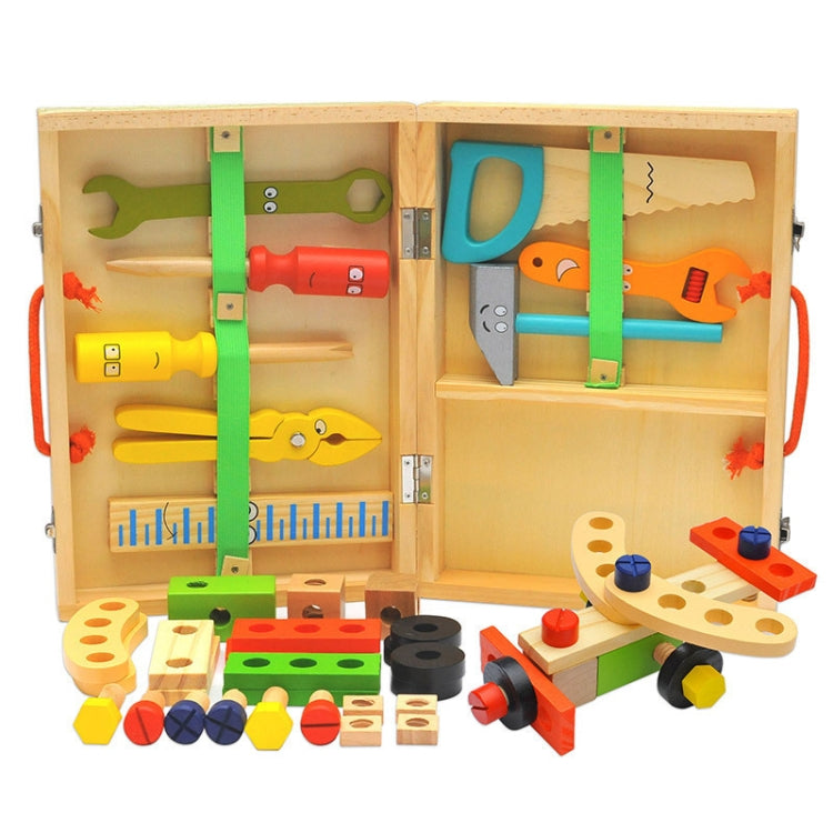 Simulazione in legno Giocattoli fai-da-te per cassetta degli attrezzi per bambini Giocattoli per la prima educazione della casa dei giochi, Cartoon Toolbox Toys