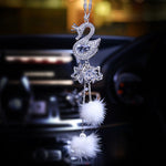 Ciondolo per auto Ciondolo per specchietto retrovisore per auto Crystal Swan, Crystal Swan