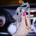 Ciondolo per auto Ciondolo per specchietto retrovisore per auto Crystal Swan, Crystal Swan
