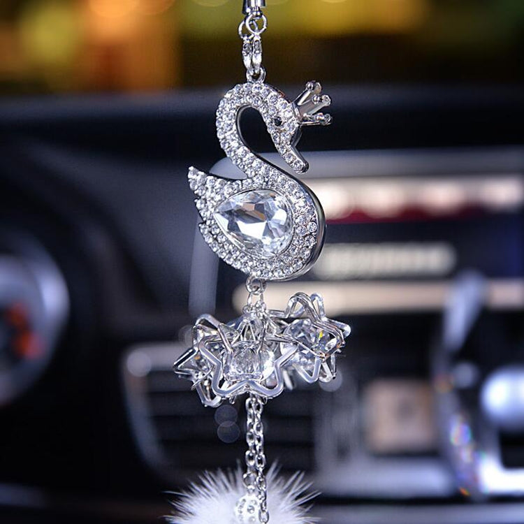 Ciondolo per auto Ciondolo per specchietto retrovisore per auto Crystal Swan, Crystal Swan