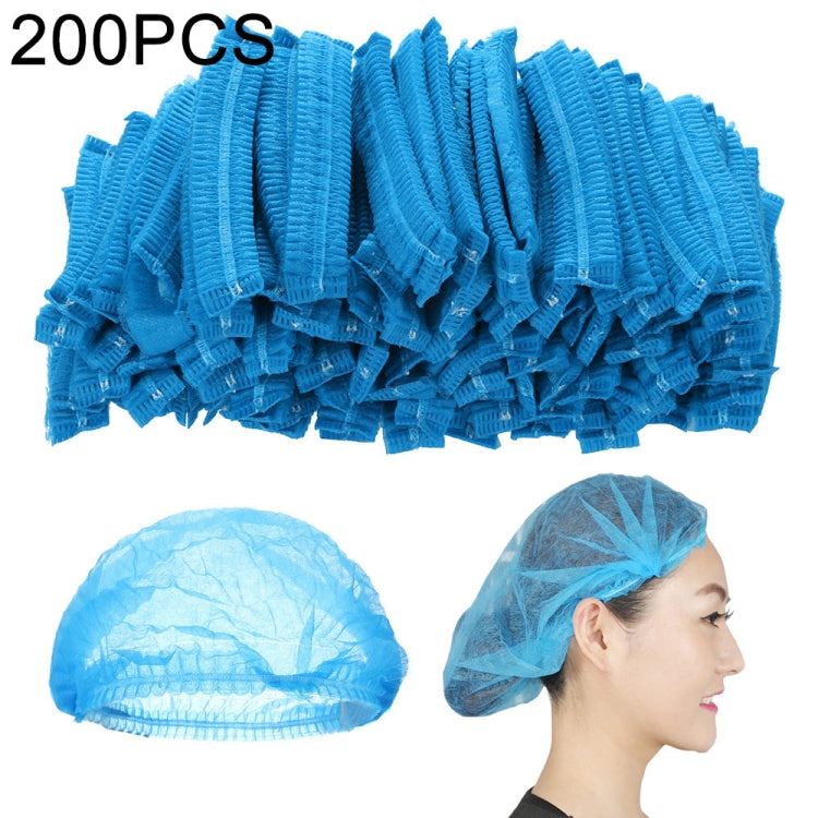 Cuffia da bagno antipolvere pieghettata monouso in tessuto non tessuto da 200 pezzi per salone di bellezza spa, 200 PCS-Non-woven (Blue), 200 PCS-Non-woven (White)
