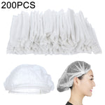 Cuffia da bagno antipolvere pieghettata monouso in tessuto non tessuto da 200 pezzi per salone di bellezza spa, 200 PCS-Non-woven (Blue), 200 PCS-Non-woven (White)