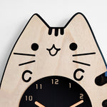 Orologi da cartone animato in legno Decorazione per la casa Soggiorno Gatto scodinzolante Orologio da parete oscillante, Cat Wagging Tail Wooden Clock