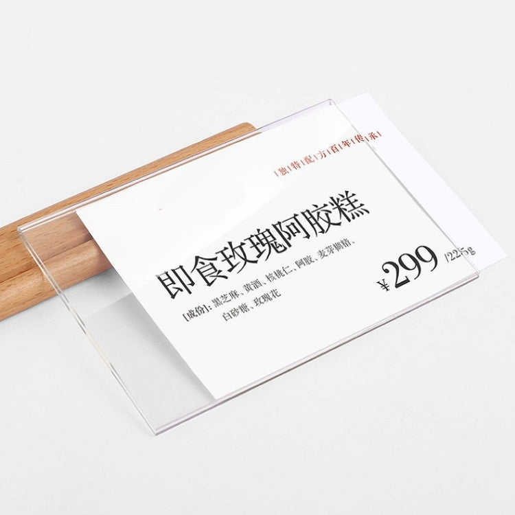 Cartellino del prezzo del supermercato di marca con display verticale da tavolo in acrilico da 2 pezzi, 90x55mm, 100x70mm, 120x80mm, 100x100mm, 100x150mm