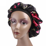 2 pezzi da donna in raso da notte, cuffia per capelli, cuffia per capelli, copricapo in seta, ampia fascia elastica